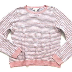 Monki Women's Sweater, Size L Pullover Pink Blue Pastel Chevron Diamond Pattern